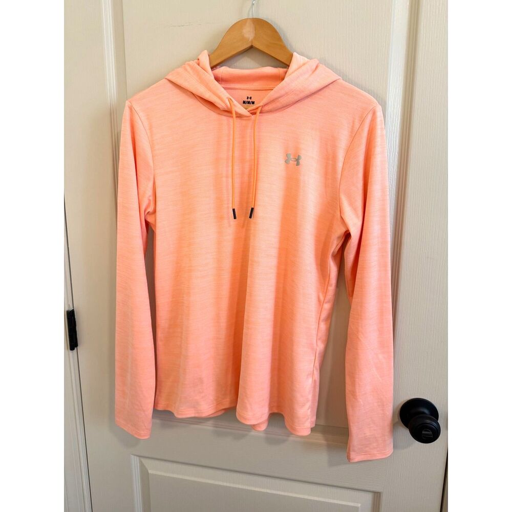 Under Armor Hooded Long‎ Sleeve Top Womens Size Medium orange loos fit